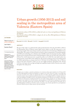 Urban Growth (1956-2012) and Soil Sealing in the Metropolitan Area of Valencia (Eastern Spain)