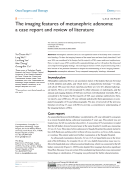 The Imaging Features of Metanephric Adenoma: a Case Report and Review of Literature
