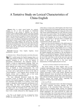 A Tentative Study on Lexical Characteristics of China English