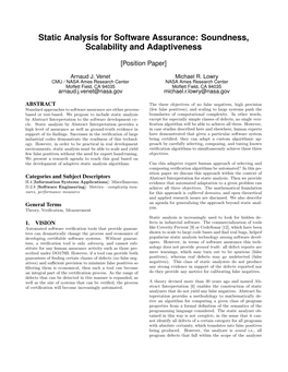 Static Analysis for Software Assurance: Soundness, Scalability and Adaptiveness