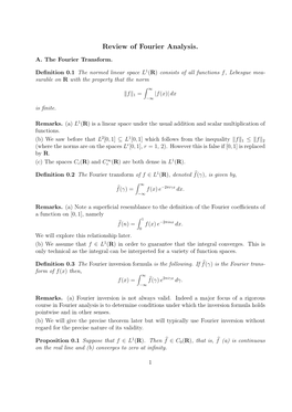 Review of Fourier Analysis