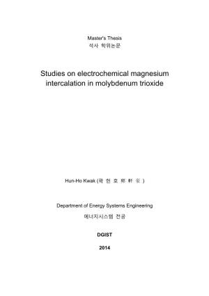 Studies on Electrochemical Magnesium Intercalation in Molybdenum Trioxide