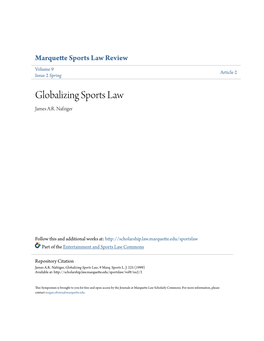 Globalizing Sports Law James A.R