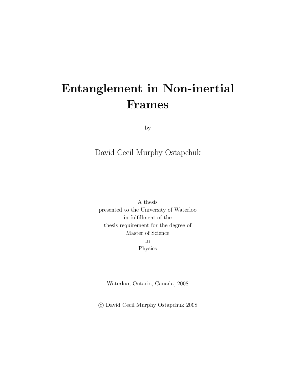 Entanglement in Non-Inertial Frames