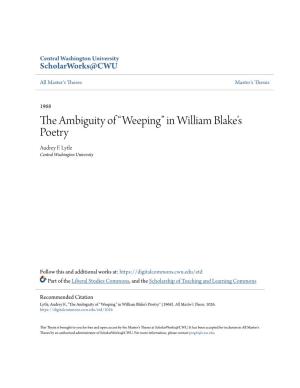 The Ambiguity of “Weeping” in William Blake's Poetry