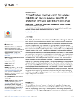 Tectus (Trochus) Niloticus Search for Suitable Habitats Can Cause Equivocal Benefits of Protection in Village-Based Marine Reserves