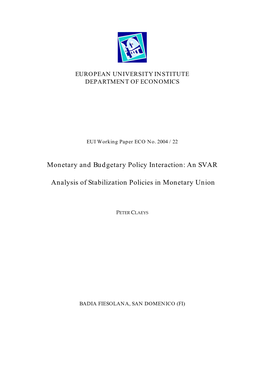 An SVAR Analysis of Stabilization Policies in Monetary Union