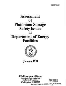 Plutonium Storage Safety Issues at Department of Energy Facilities