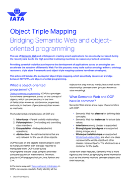 Object Triple Mapping Bridging Semantic Web and Object- Oriented Programming