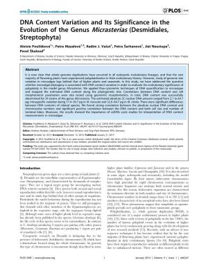 DNA Content Variation and Its Significance in the Evolution of the Genus Micrasterias (Desmidiales, Streptophyta)