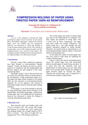 Compression Molding of Paper Using Twisted Paper Yarn As Reinforcement