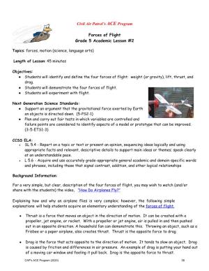 Civil Air Patrol's ACE Program Forces of Flight Grade 5 Academic Lesson