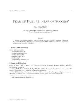 Fear of Failure, Fear of Success*