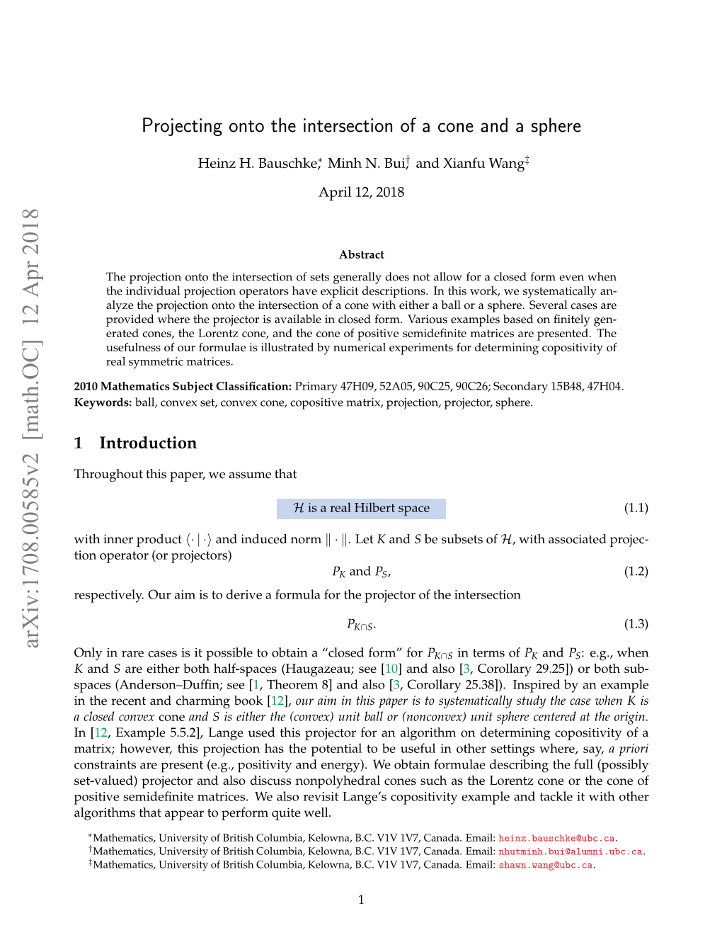 Projecting Onto the Intersection of a Cone and a Sphere