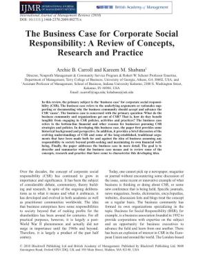 The Business Case for Corporate Social Responsibility: a Review of Concepts