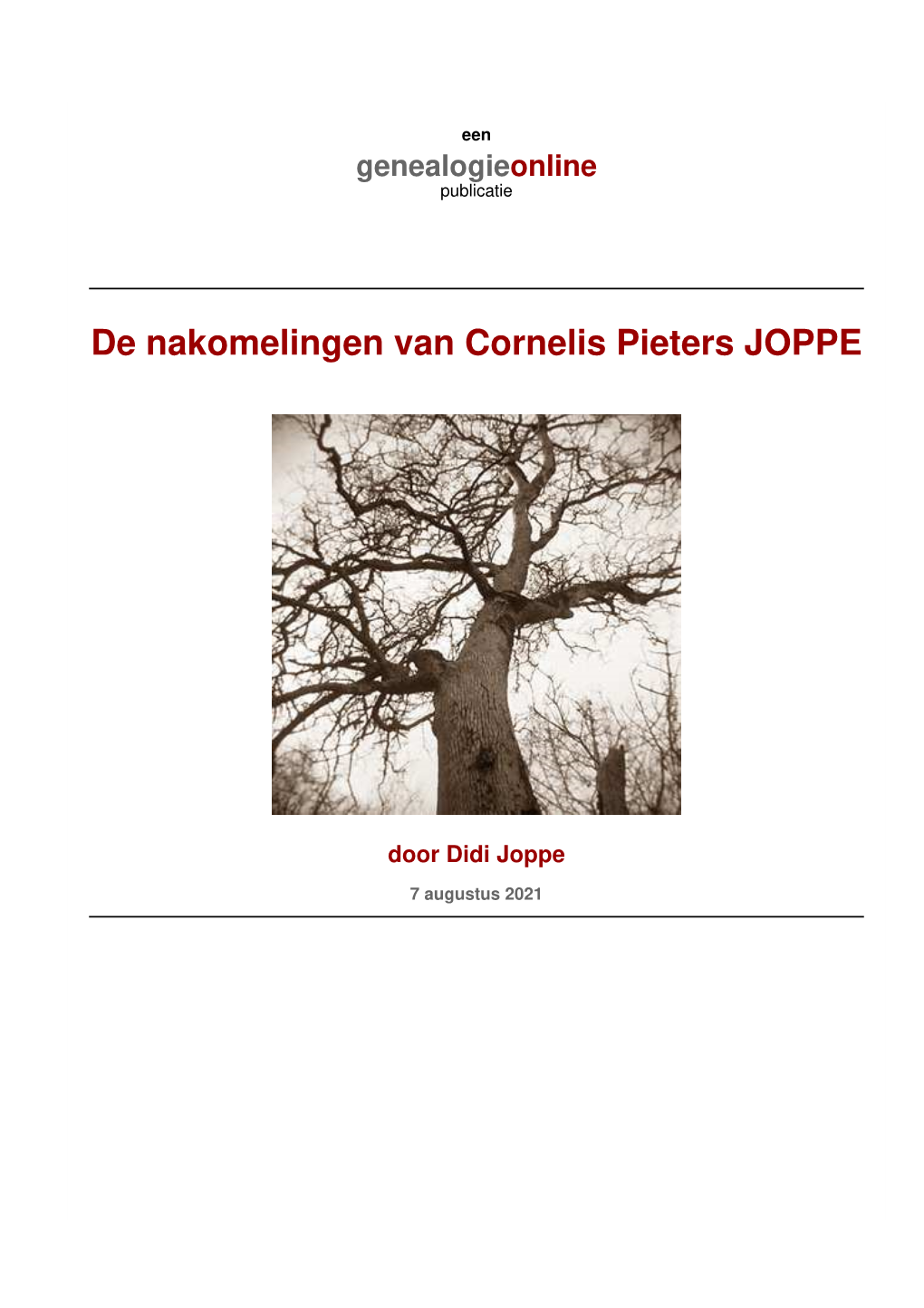 De Nakomelingen Van Cornelis Pieters JOPPE