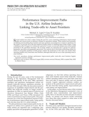 Performance Improvement Paths in the US Airline Industry