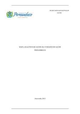 Mapa Analítico De Saúde Da Vi Região De Saúde Pernambuco