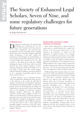 The Society of Enhanced Legal Scholars, Seven of Nine, and Some Regulatory Challenges for Future Generations by Roger Brownsword