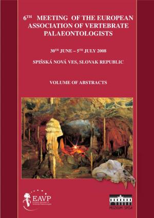 6Th Meeting of the European Association of Vertebrate Palaeontologists