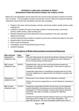 Appendix 9 Representations Recieved During the Consultation