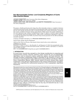 Low-Complexity Mitigation of Cache Side Channel Attacks