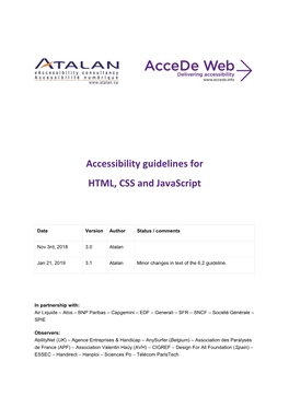 Accessibility Guidelines for HTML, CSS and Javascript