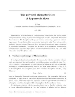 The Physical Characteristics of Hypersonic Flows 1 Atmospheric Particulates 1 (Dust, Ice, Droplets, and Aerosols) � 1 Ma