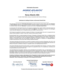 Norse Atlantic ASA (A Public Limited Liability Company Incorporated Under the Laws of Norway)