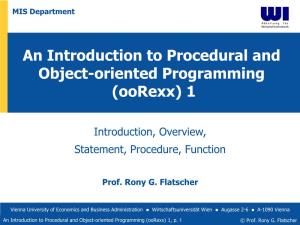 An Introduction to Procedural and Object-Oriented Programming (Oorexx) 1