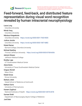 Feed-Forward, Feed-Back, and Distributed Feature Representation During Visual Word Recognition Revealed by Human Intracranial Neurophysiology