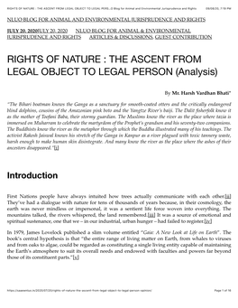 THE ASCENT from LEGAL OBJECT to LEGAL PERSON (Analysis)