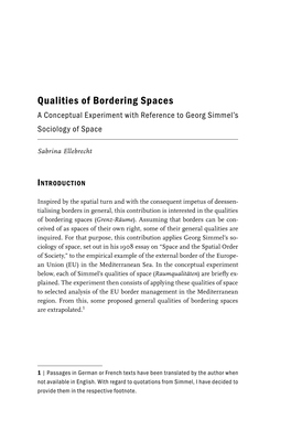 Qualities of Bordering Spaces a Conceptual Experiment with Reference to Georg Simmel’S Sociology of Space