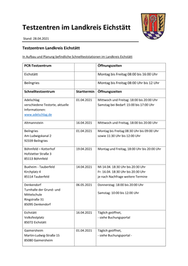 Testzentren Im Landkreis Eichstätt