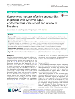 Roseomonas Mucosa Infective Endocarditis in Patient with Systemic
