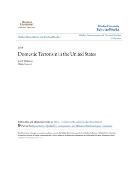 Domestic Terrorism in the United States Joe B