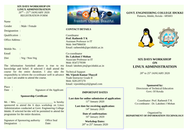 Linux Administration 20Th – 25Th January 2020 Govt