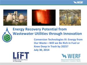 Energy Recovery Potential from Wastewater Utilities Through