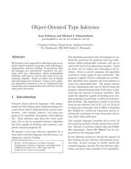 Object-Oriented Type Inference
