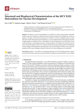 Structural and Biophysical Characterization of the HCV E1E2 Heterodimer for Vaccine Development