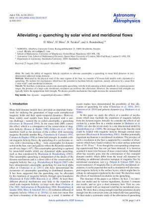 Alleviating Α Quenching by Solar Wind and Meridional Flows