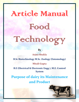 Purpose of Dairy Its Maintenance and Product
