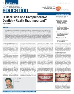 Is Occlusion and Comprehensive Dentistry Really That Important?