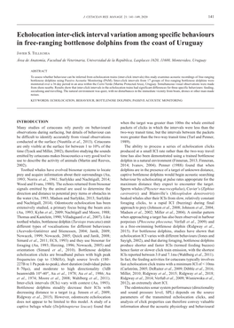 Echolocation Inter-Click Interval Variation Among Specific Behaviours in Free-Ranging Bottlenose Dolphins from the Coast of Uruguay