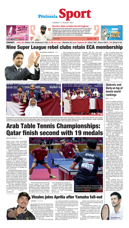 Arab Table Tennis Championships, Qatar's Ahmed Khalil Al Muhannadi and Mohammed Abdul Wahab and Their Coach in Amman, Jordan, Yesterday