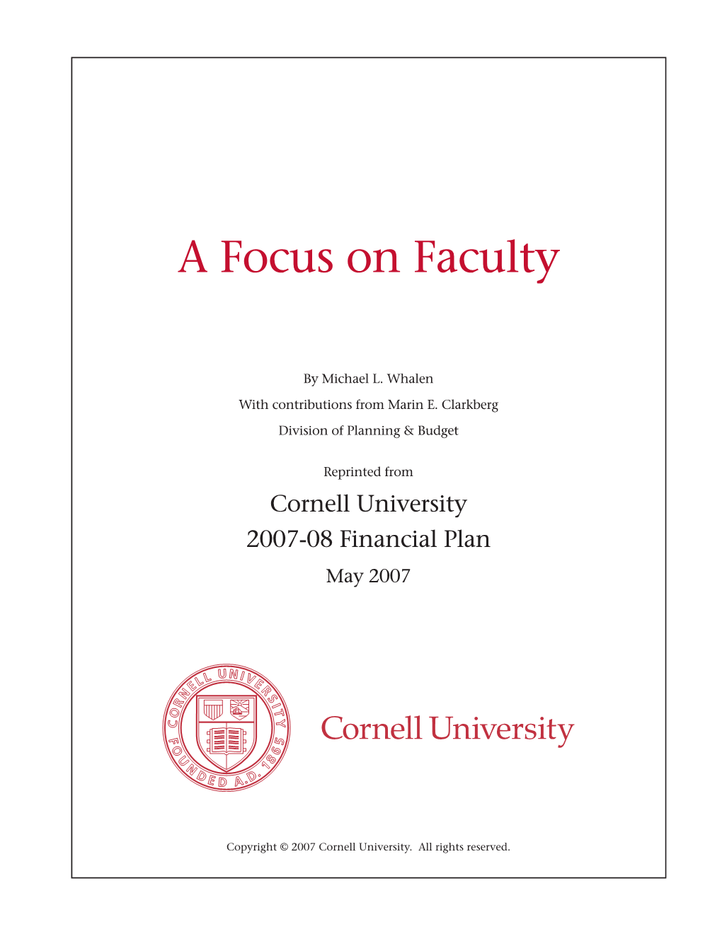 A Focus on Faculty