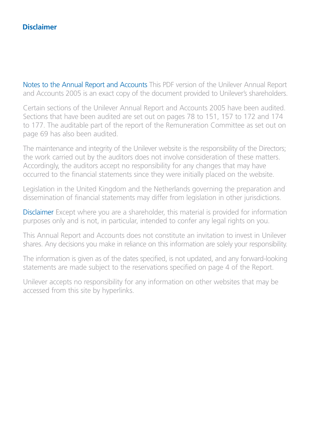 Disclaimer Notes to the Annual Report and Accounts This PDF
