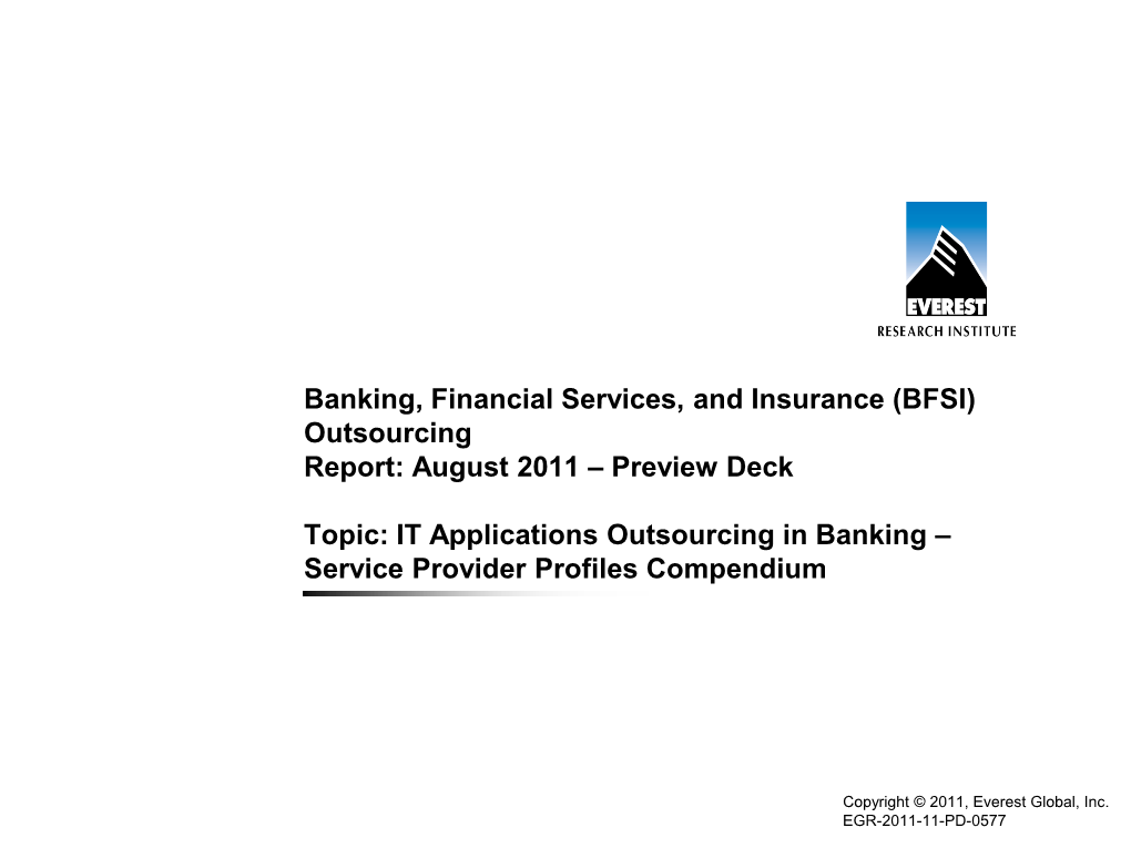 IT Applications Outsourcing in Banking – Service Provider Profiles Compendium