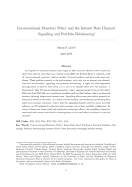 Unconventional Monetary Policy and the Interest Rate Channel: Signalling and Portfolio Rebalancing∗ ————————————————————————————