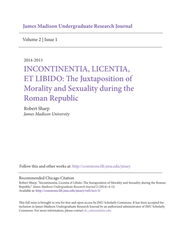 The Juxtaposition of Morality and Sexuality During the Roman Republic Robert Sharp James Madison University